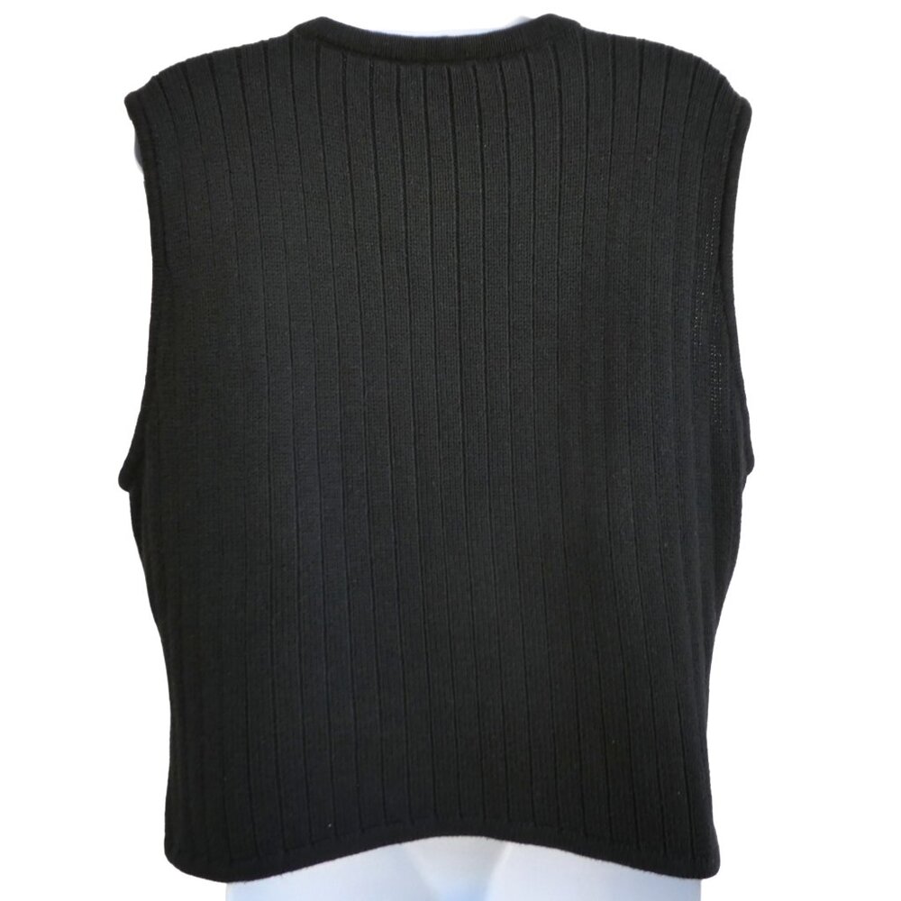 Vintage 80s Lizwear Sweater Vest Embroidered Knit Novelty Silver Buttons Hippie - Picture 2 of 9
